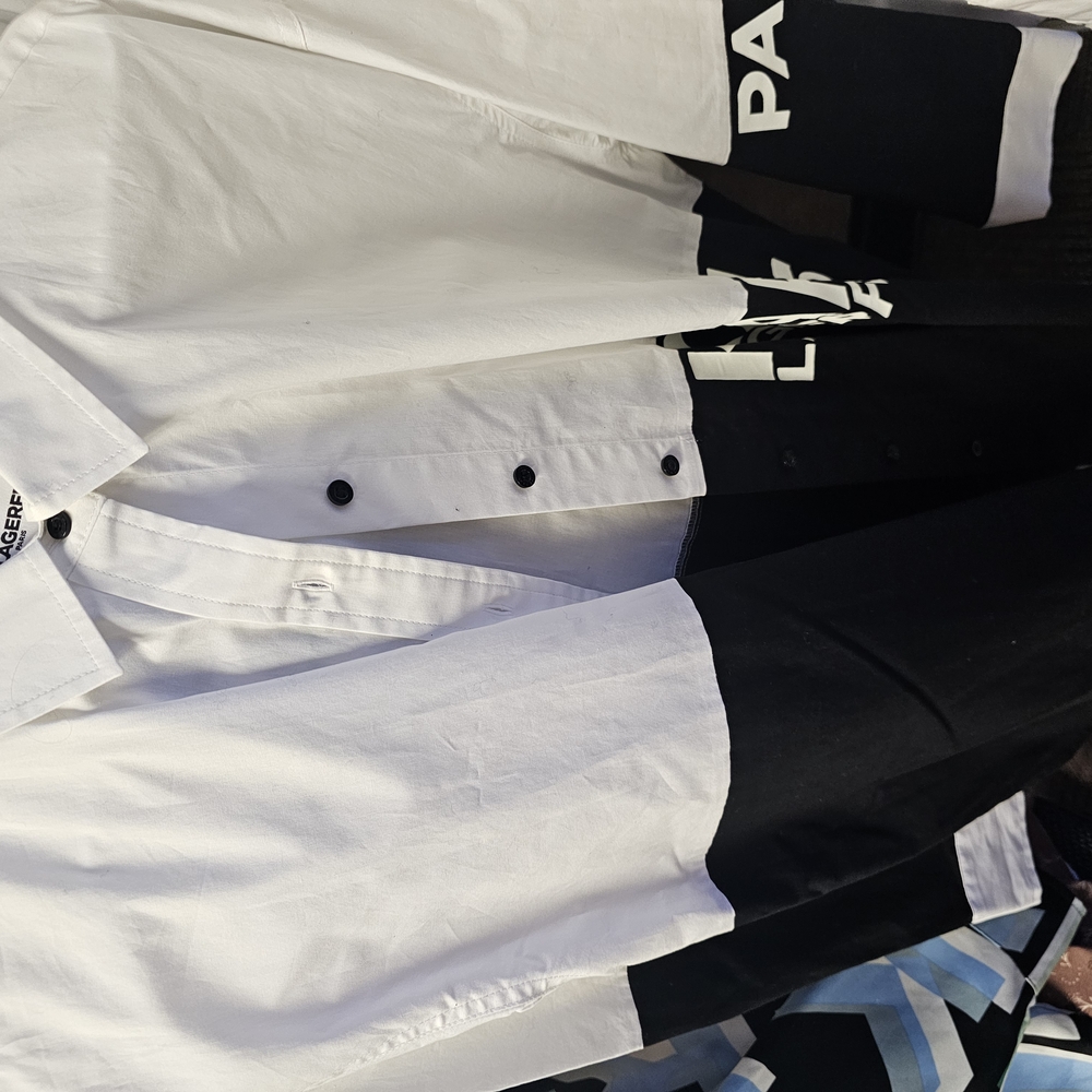 Karl Lagerfeld Black and White Button Down Shirt